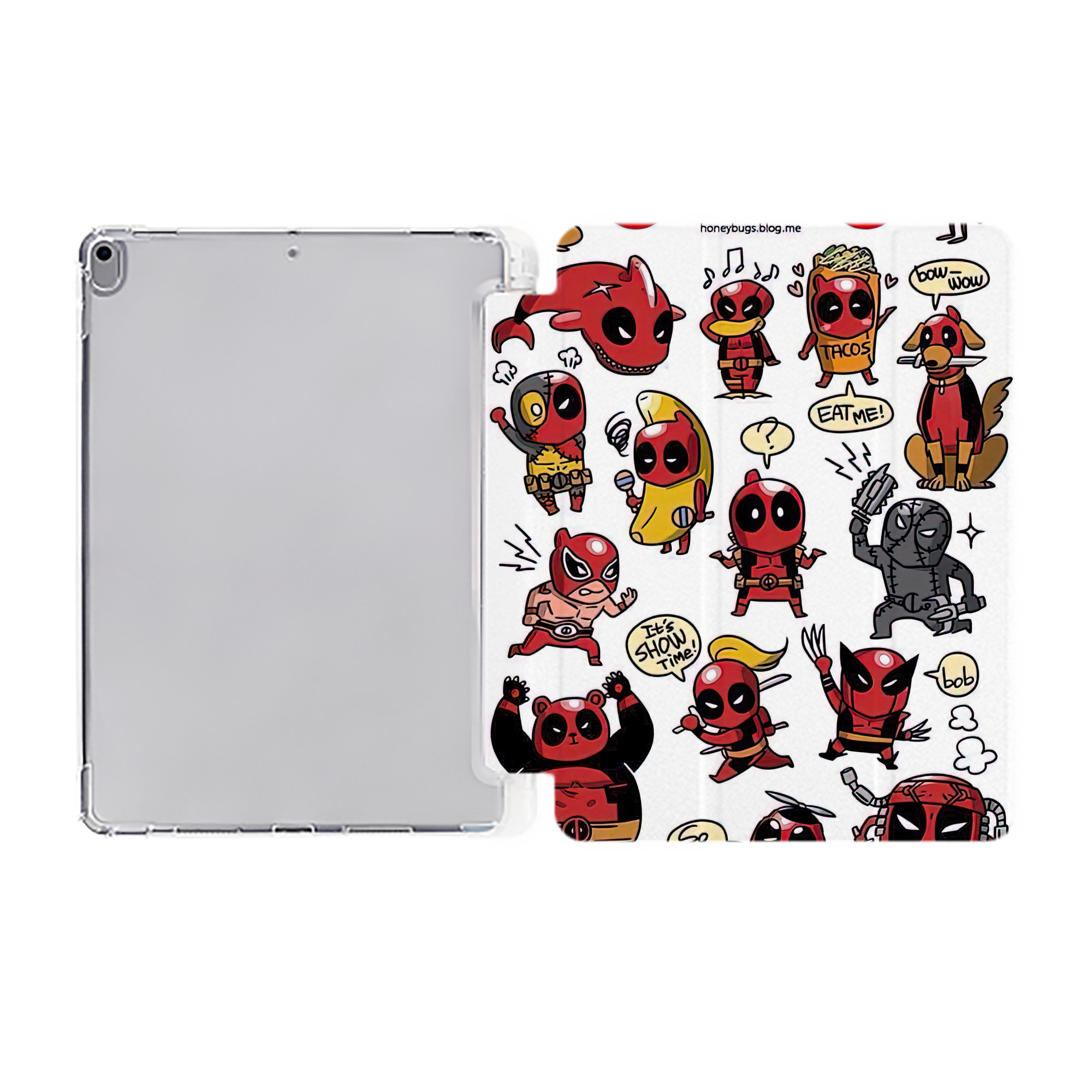 （画像用） Deadpool デッドプール IPad ケース ペン収納付き 三つ折りスタンド PUレザー×シリコン 対応機種9.5/10.5/10.9インチ